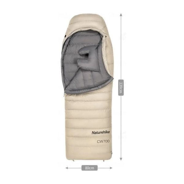 Спальный мешок Naturehike CW700 220*80 см, бежевый NH22YD001-KH700GFEUAN2M-BEIGE-XL правая